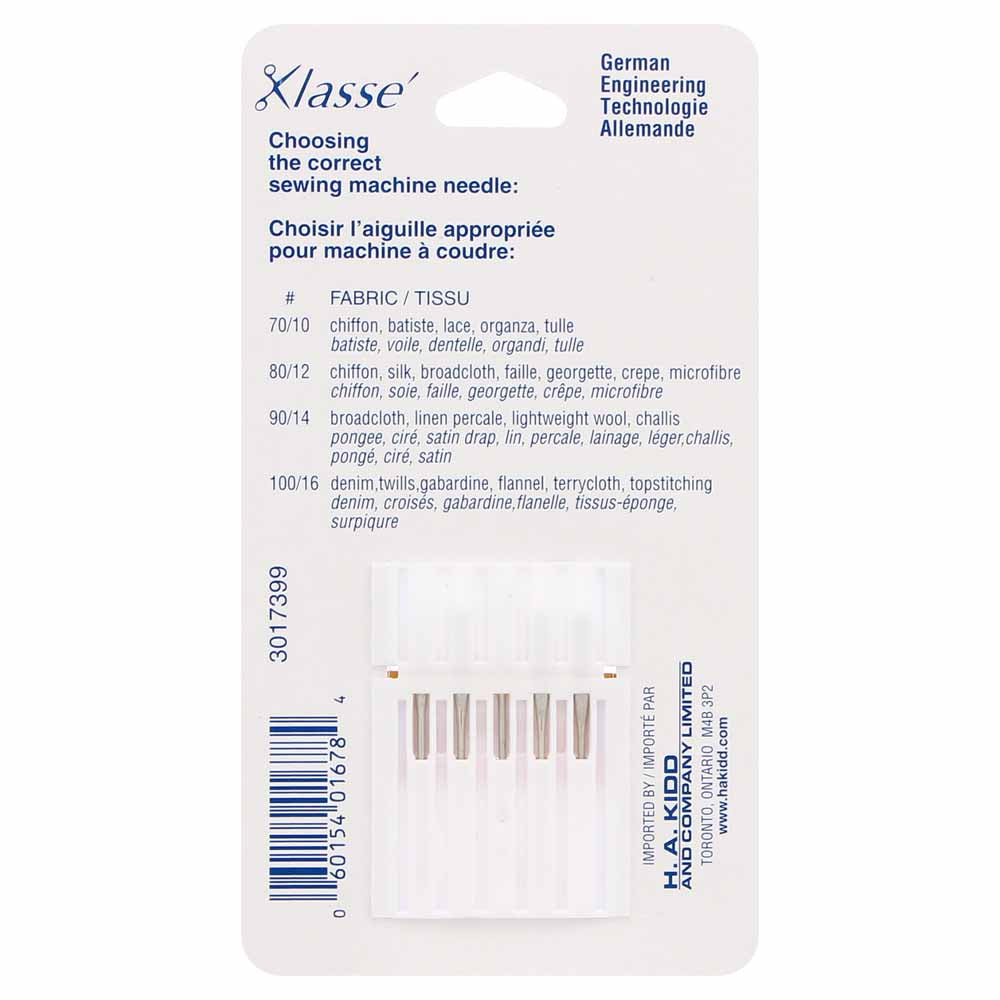 KLASSE Leather Sewing Machine Needles Assorted 2×90/14, 3×100/16 5-Pack