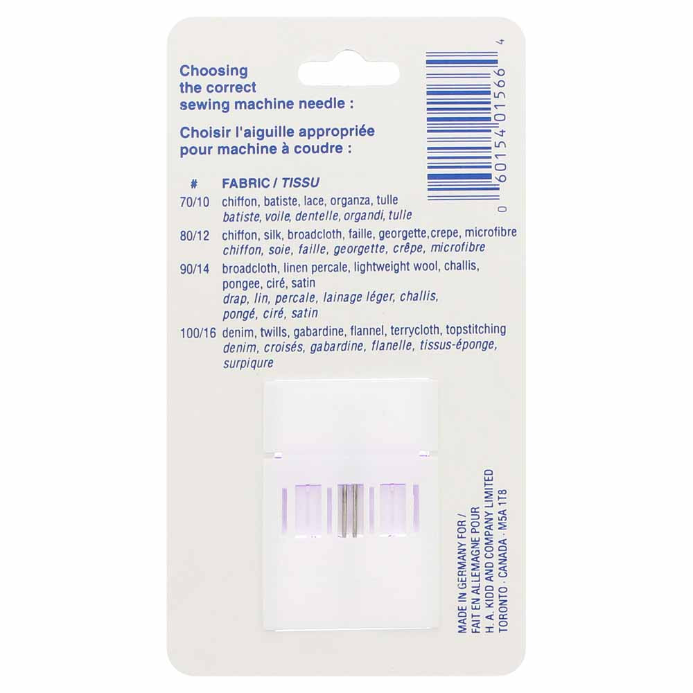 KLASSE Twin Machine Needle 80/12 2.0mm 1 Pack