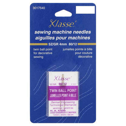 KLASSE Twin Machine Needle Ballpoint 80/12 4.0mm 1 Pack