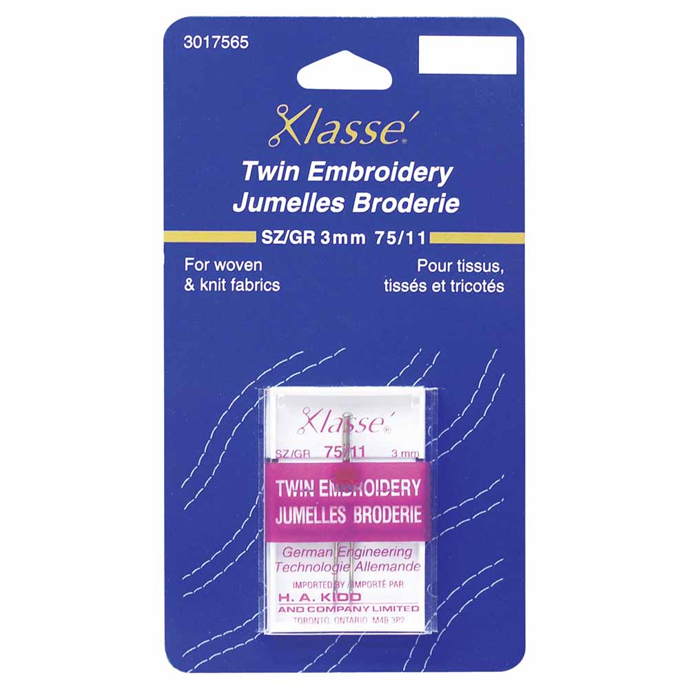 KLASSE Twin Machine Needle Embroidery 75/11 3.0mm 1 Pack