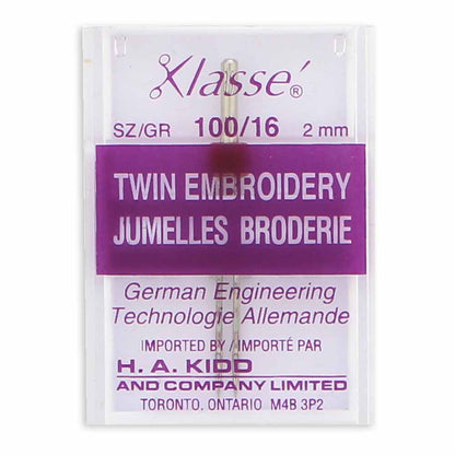 KLASSE Twin Machine Needle Embroidery 2.0mm 1 Pack
