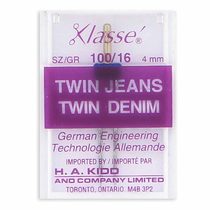 KLASSE Twin Machine Needle Jeans/Denim 100/16 4.0mm 1 Pack