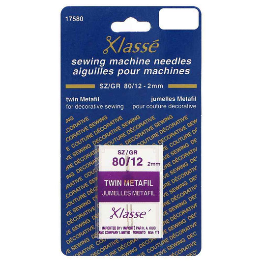 KLASSE Twin Machine Needle Metallic 80/12 2.0mm 1 Pack