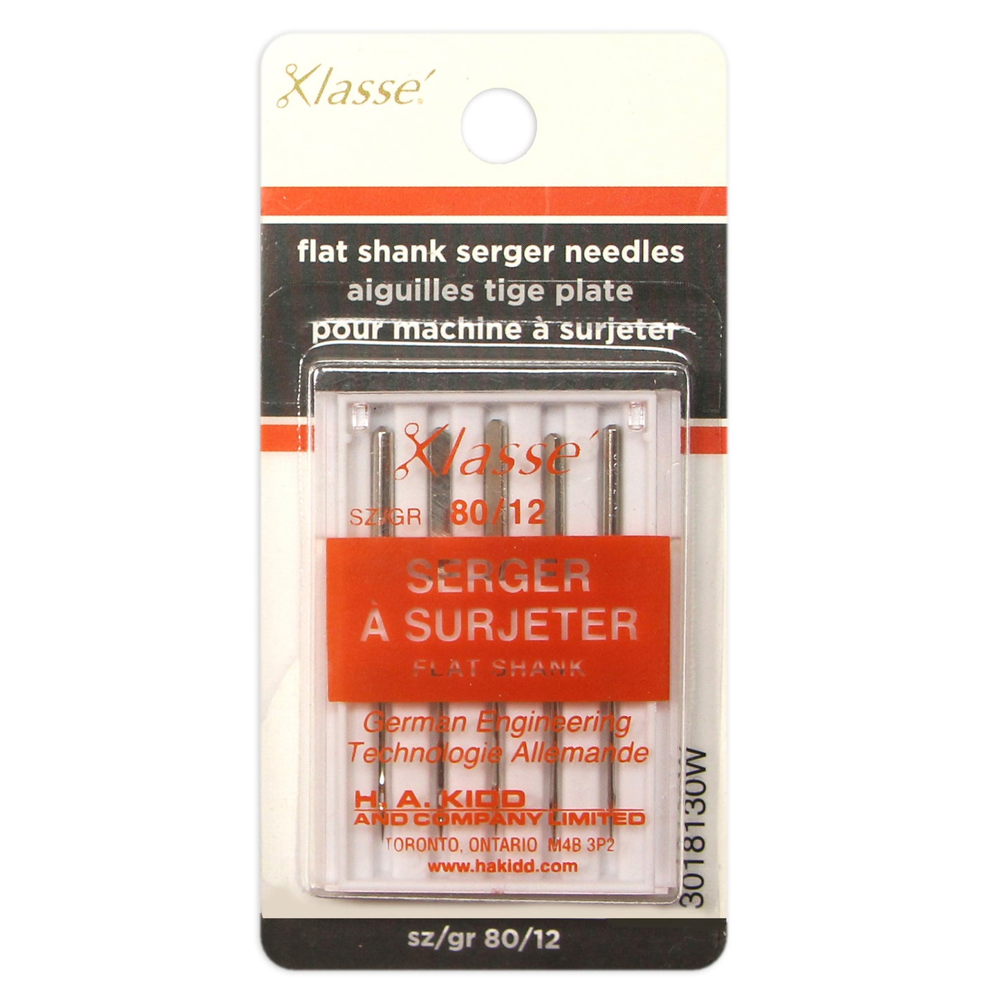 KLASSE Serger Machine Needles Serger Flat Shank 80/12