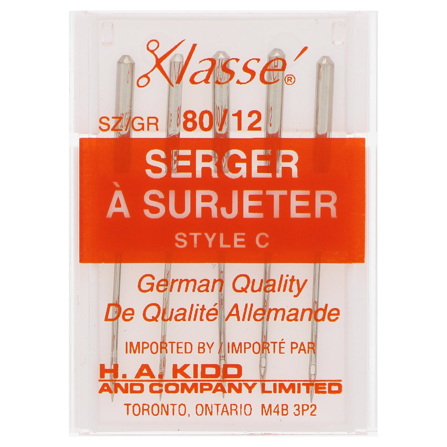 KLASSE Serger Machine Needles Serger Flat Shank 80/12