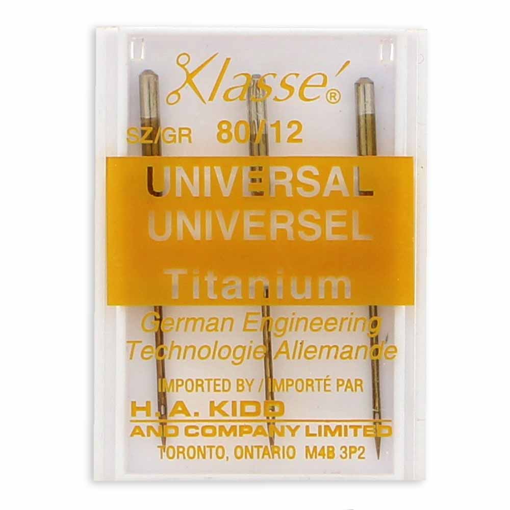 KLASSE Universal Titanium Machine Needles Size 80/12 3 Count