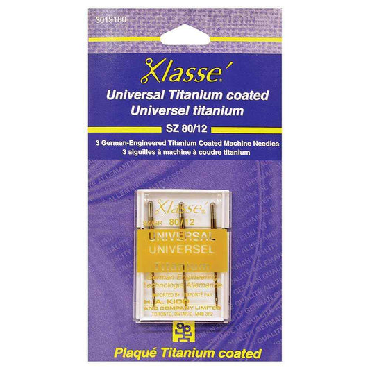 KLASSE Universal Titanium Machine Needles Size 80/12 3 Count