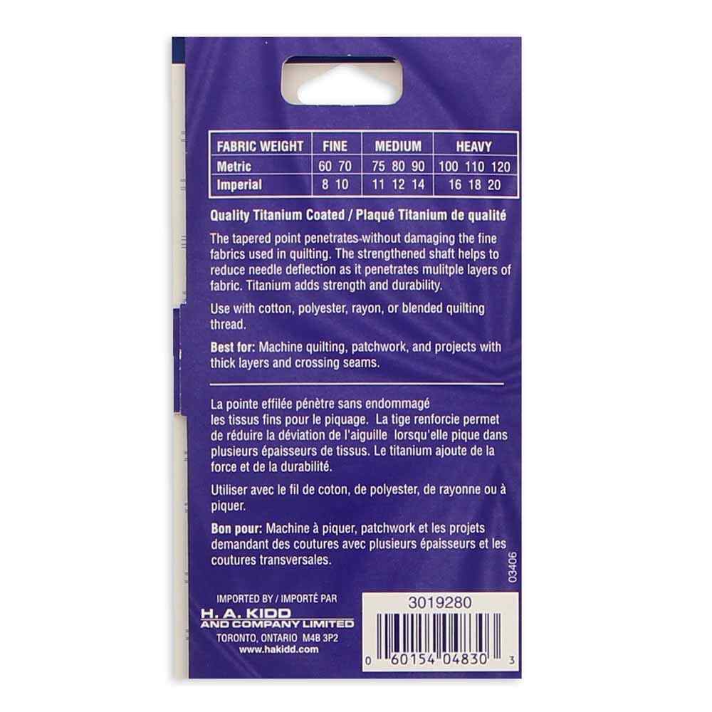 KLASSE Quilting Titanium Machine Needles Size 80/12 3 Count