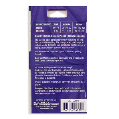 KLASSE Quilting Titanium Machine Needles Size 80/12 3 Count