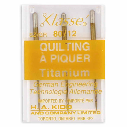 KLASSE Quilting Titanium Machine Needles Size 80/12 3 Count