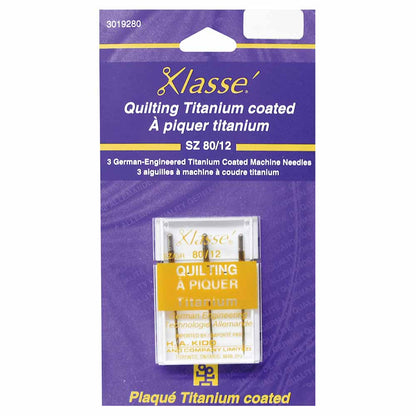 KLASSE Quilting Titanium Machine Needles Size 80/12 3 Count