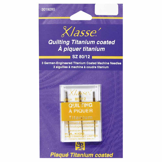 KLASSE Quilting Titanium Machine Needles Size 80/12 3 Count