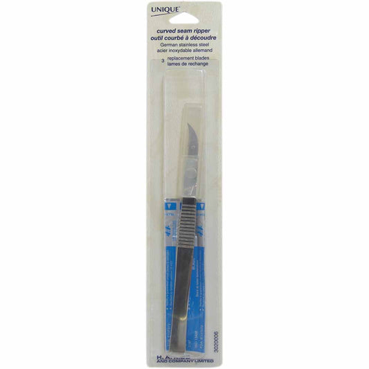 UNIQUE SEWING Pro Seam Ripper – with 3 Stainless Steel Curved Blades