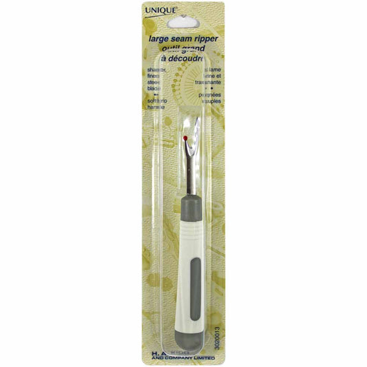 UNIQUE SEWING Seam Ripper — Ergonomic Grip, Large (Grey/Cream)