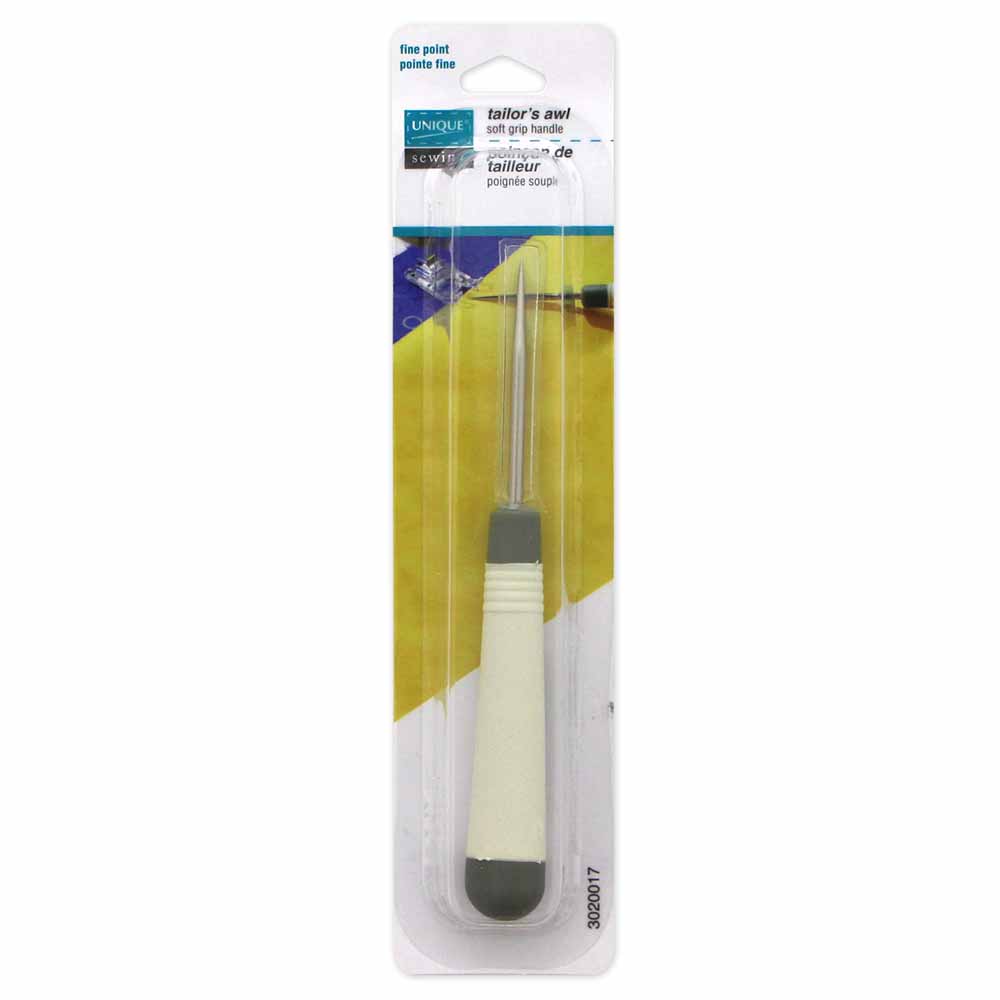 UNIQUE SEWING Tailor’s Awl — Ergonomic Grip (Grey/Cream)
