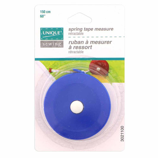 UNIQUE SEWING Retractable Tape Measure — 150 cm / 60", Round Case