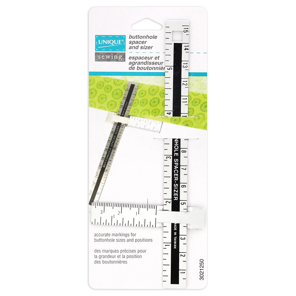 UNIQUE SEWING Button‑Hole Spacer & Sizer Gauge