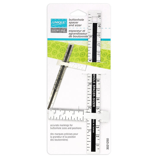 UNIQUE SEWING Button‑Hole Spacer & Sizer Gauge