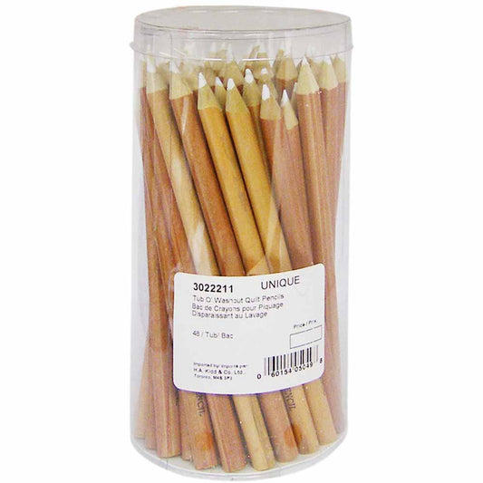 UNIQUE Tub O’ Washout Quilt Pencil – Thick Lead – White (48 pcs)