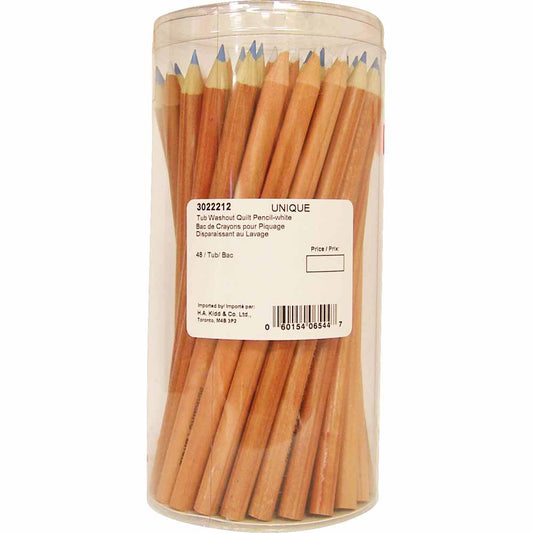 UNIQUE Tub O’ Washout Quilt Pencils – Thick Lead, White/Blue (48 pcs)
