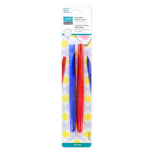 UNIQUE SEWING Erasable Fabric Pens – Blue & Red – 2 pcs – 0.7 mm