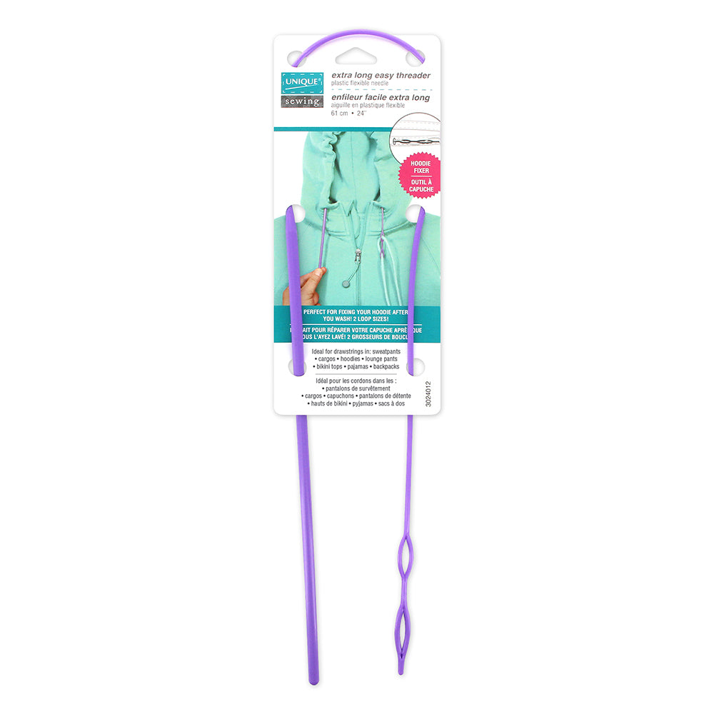UNIQUE SEWING Extra‑Long Easy Threader — Flexible Bodkin