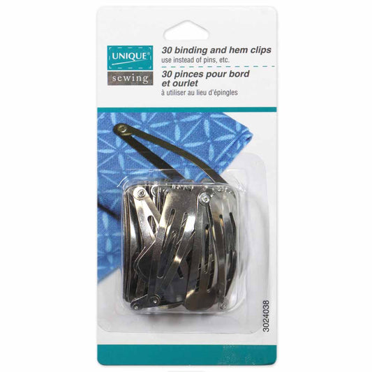 UNIQUE SEWING Binding & Hem Clips — 30 Pieces