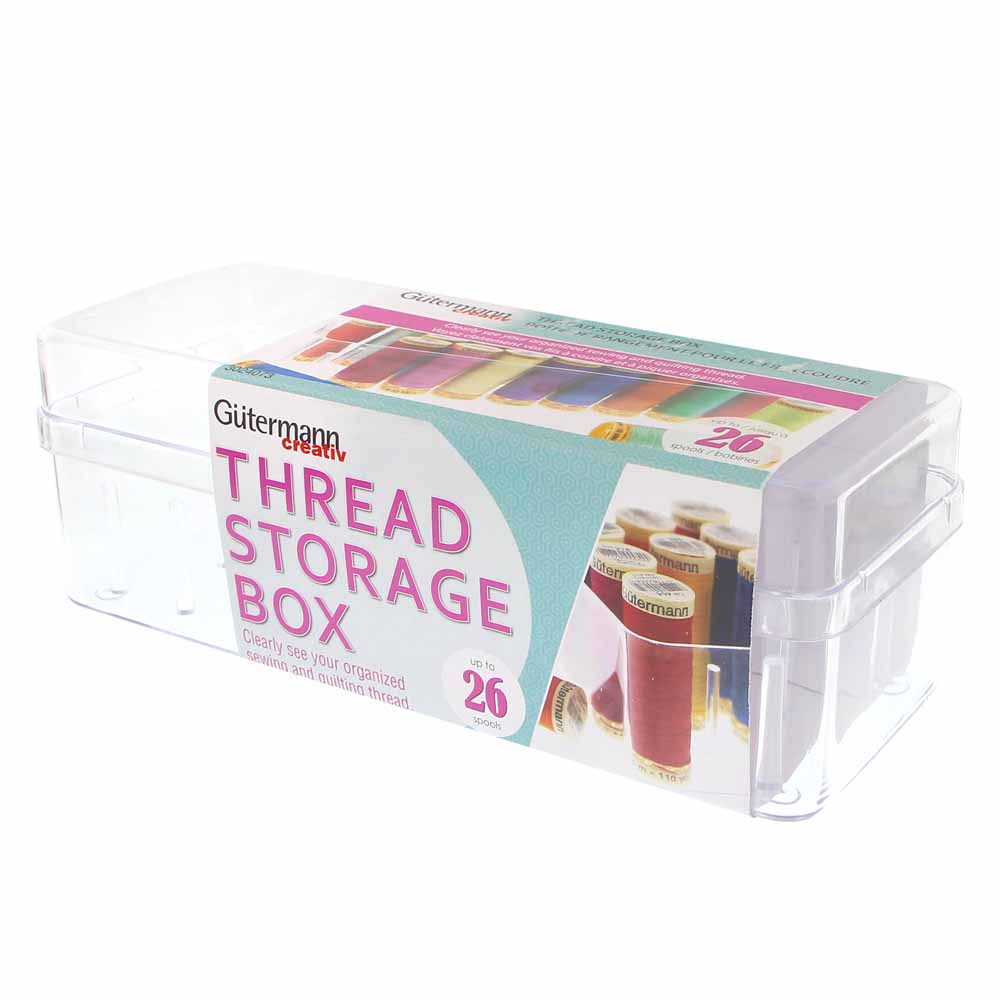 GÜTERMANN Thread Storage Box Clear Holds 26 Spools 100M Spool Size
