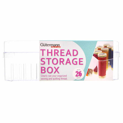 GÜTERMANN Thread Storage Box Clear Holds 26 Spools 100M Spool Size