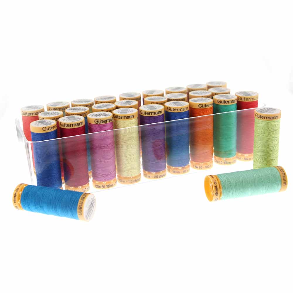 GÜTERMANN Thread Storage Box Clear Holds 26 Spools 100M Spool Size