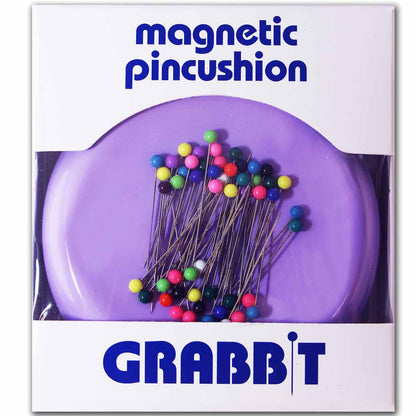 GRABBIT Magnetic Pincushion With 50 Pins 4In Lavender