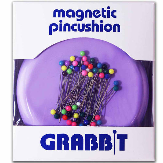 GRABBIT Magnetic Pincushion With 50 Pins 4In Lavender