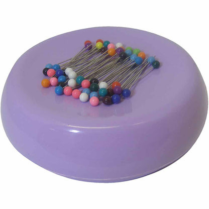 GRABBIT Magnetic Pincushion With 50 Pins 4In Lavender