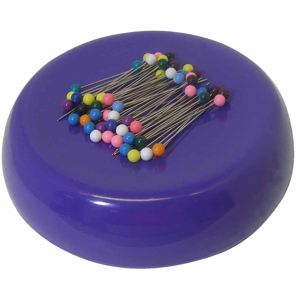 GRABBIT Magnetic Pincushion With 50 Pins 4In Purple