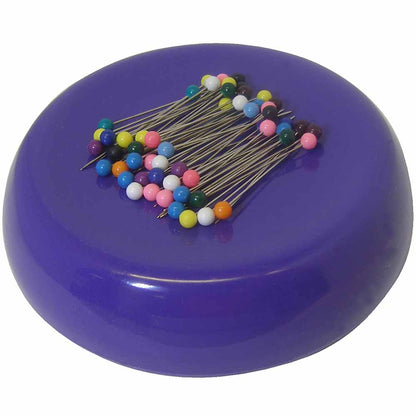 GRABBIT Magnetic Pincushion With 50 Pins 4In Purple