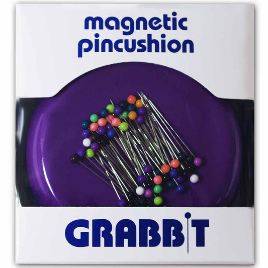 GRABBIT Magnetic Pincushion With 50 Pins 4In Purple