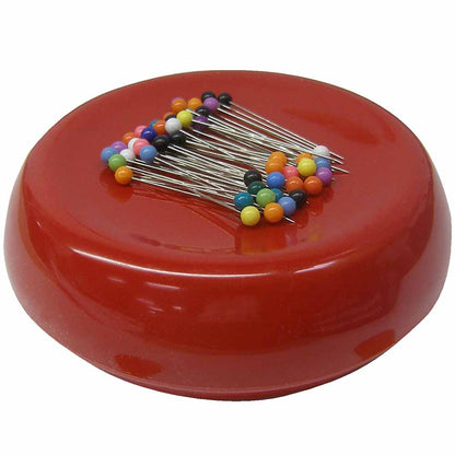 GRABBIT Magnetic Pincushion With 50 Pins 4In Red