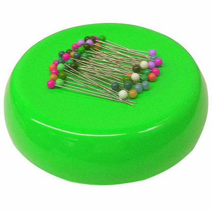 GRABBIT Magnetic Pincushion Lime 4 in Round With 50 Colour Ball Pins