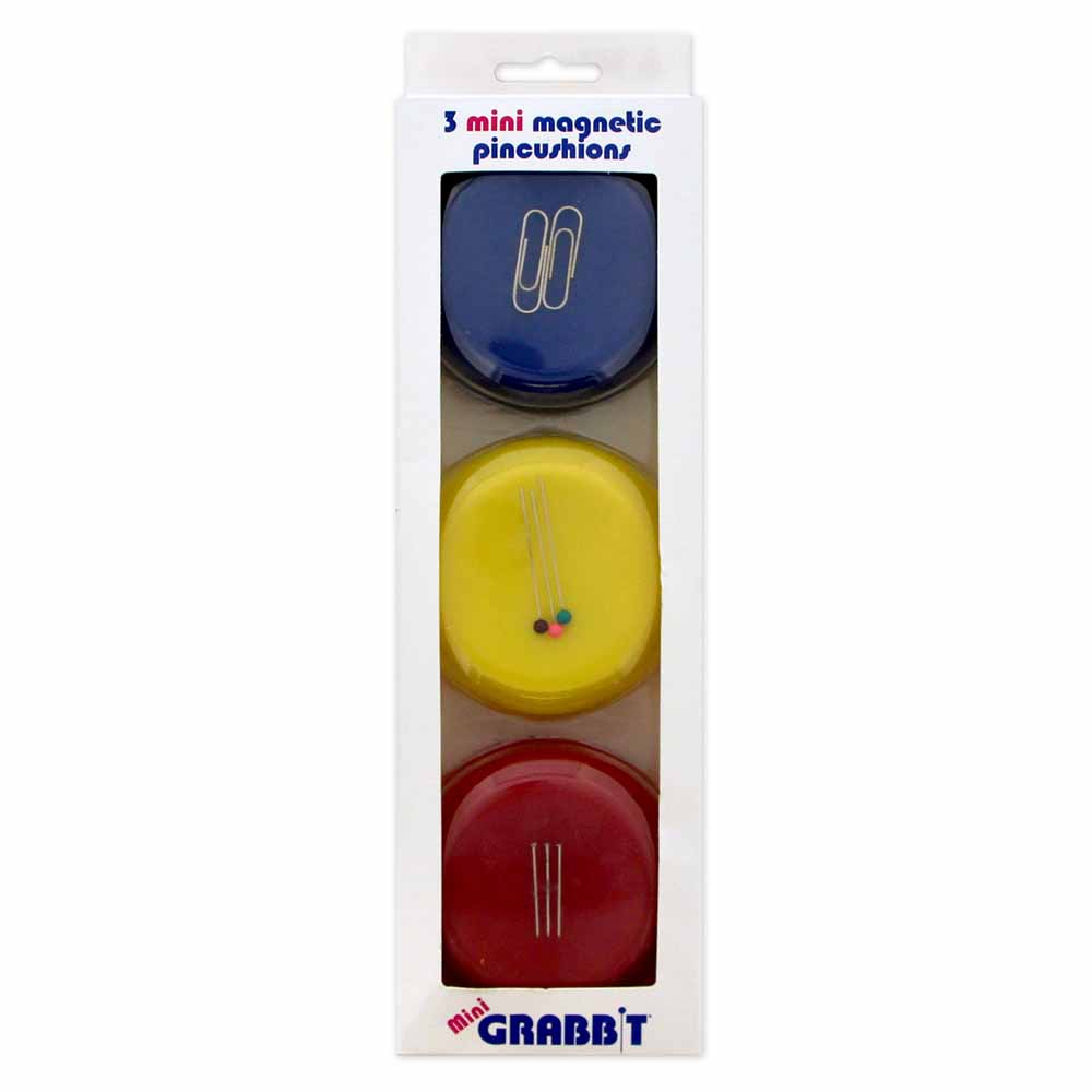 GRABBIT Mini Magnetic Pincushions 3-Pack 3 In Assorted Colours