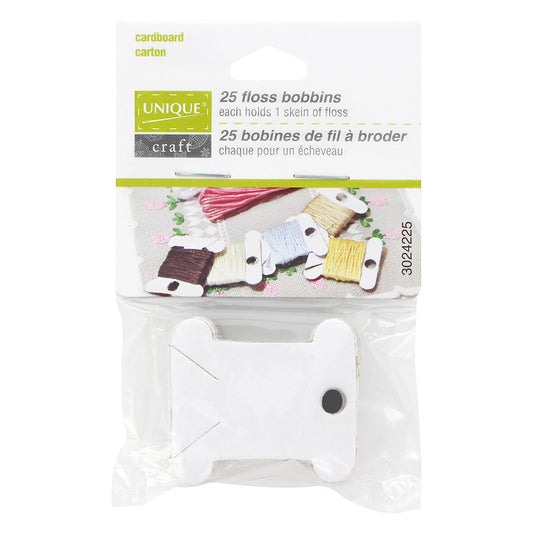 UNIQUE CRAFT Floss Bobbins – Cardboard, 25 Pack