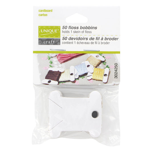 UNIQUE CRAFT Floss Bobbins – Carded, 50 Pack