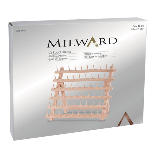 MILWARD Wooden Thread Stand Beech Wood Holds 60 Spools