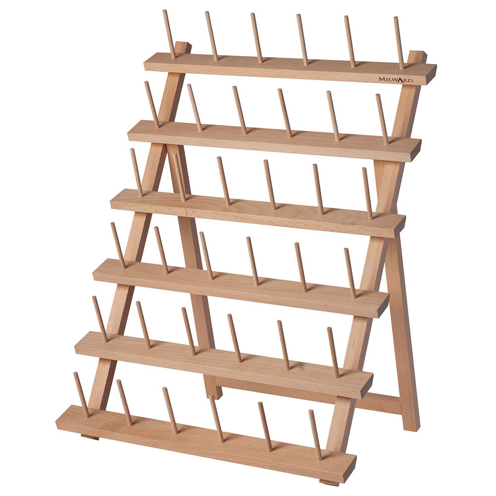 MILWARD Wooden Thread Stand, Wall-Mount/Free-Standing, 36-Spool, Beech