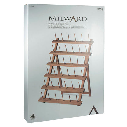 MILWARD Wooden Thread Stand, Wall-Mount/Free-Standing, 36-Spool, Beech
