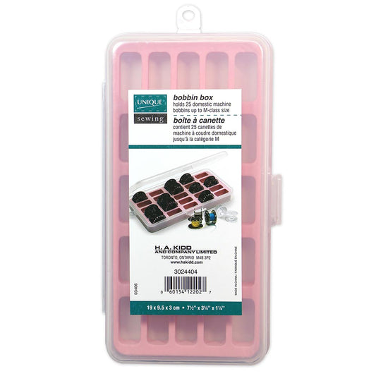 UNIQUE SEWING 25‑Pc Bobbin Box – Empty – Foam Insert for Class M Bobbins