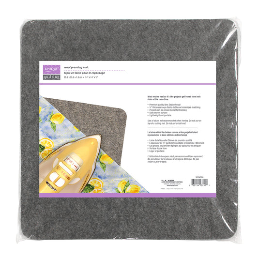 UNIQUE QUILTING Wool Pressing Mat — 14" × 14" (½" Thick), Grey