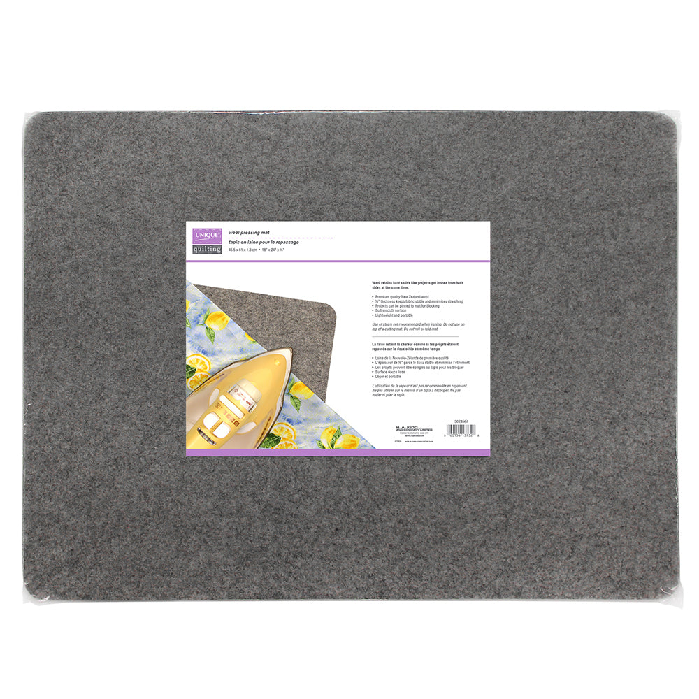 UNIQUE QUILTING Wool Pressing Mat — 18" × 24" (½" Thick), Grey