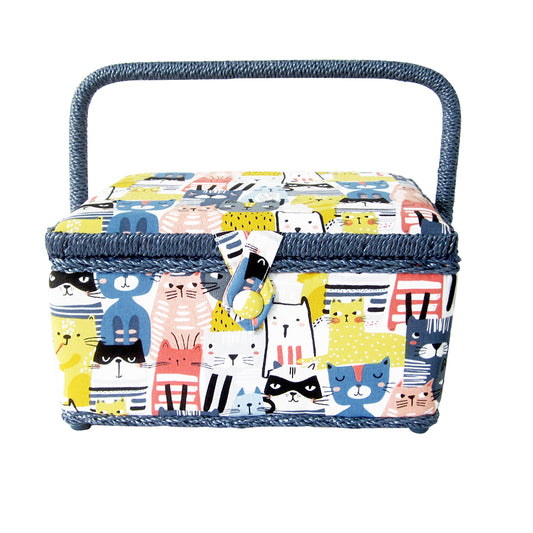 VIVACE Medium Sewing Basket – Cats – 25 × 19 × 15 cm (10 × 7½ × 5¾ in)