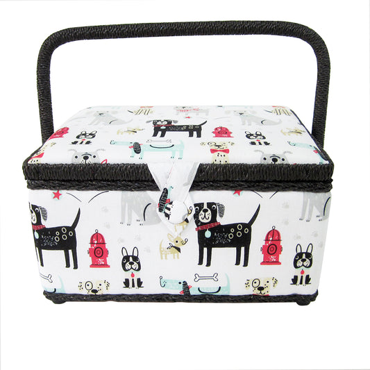 VIVACE Medium Sewing Basket – Dog – 25 × 19 × 15 cm (10 × 7½ × 5¾ in)