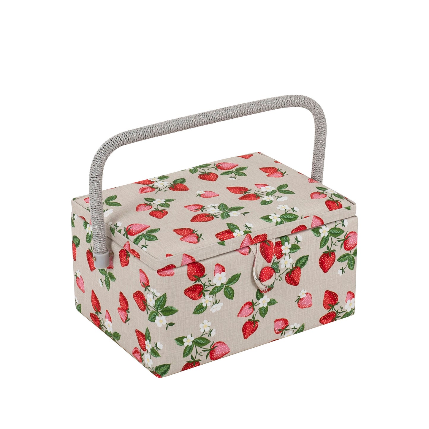HOBBY GIFT Medium Sewing Basket, Strawberries, Approx. 25.5 × 18.5 × 14.5 cm